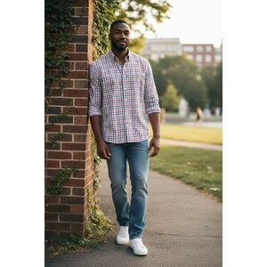 Peter Millar Men’s Sz Med Plaid Casual Cotton Button Down Shirt